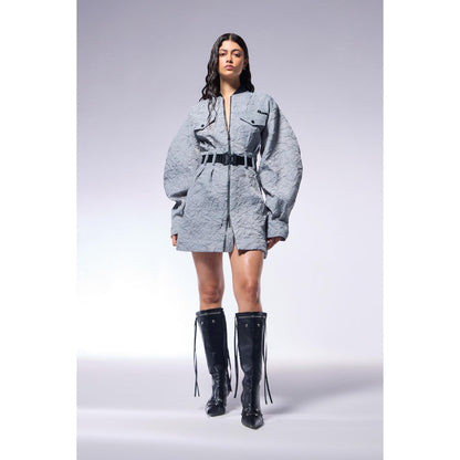 CILVR Slate Grey Trucker Dress with Belt (Set of 2)