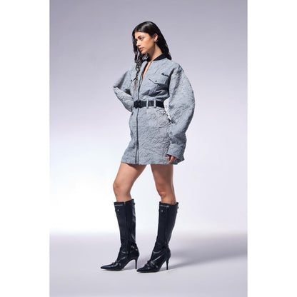 CILVR Slate Grey Trucker Dress with Belt (Set of 2)