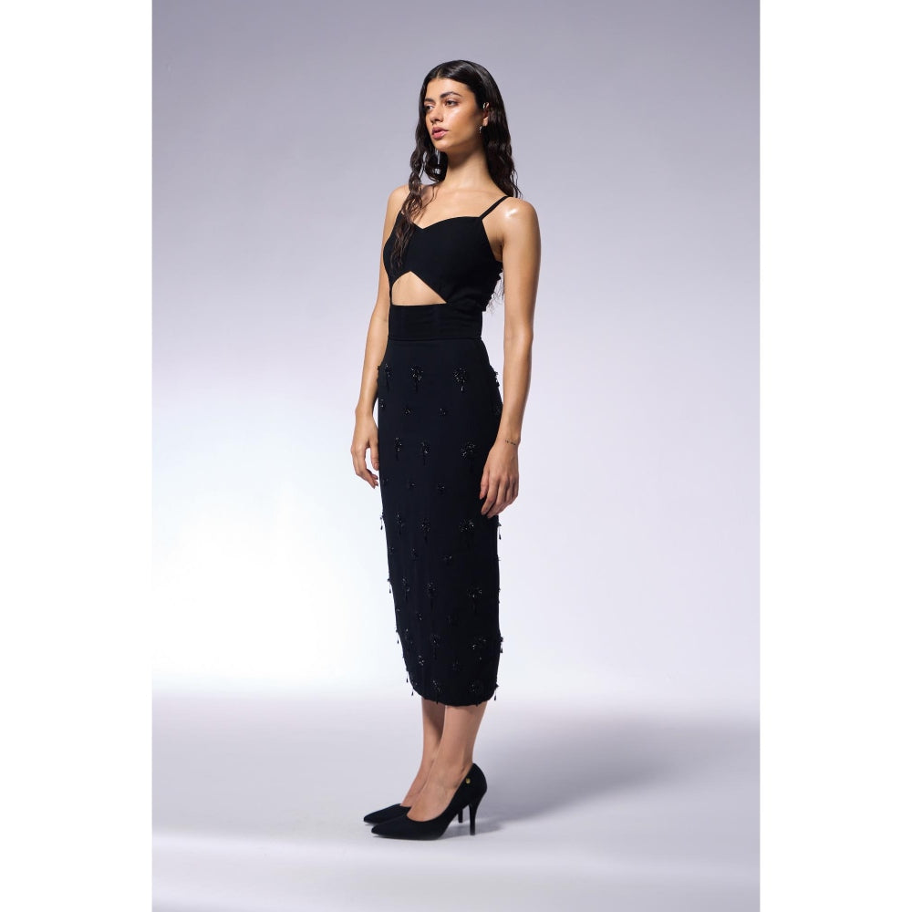 CILVR Midnight Corset Embroidered Dress