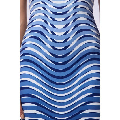 CILVR Optic Blue Midi Trompe O'Neil Print Dress