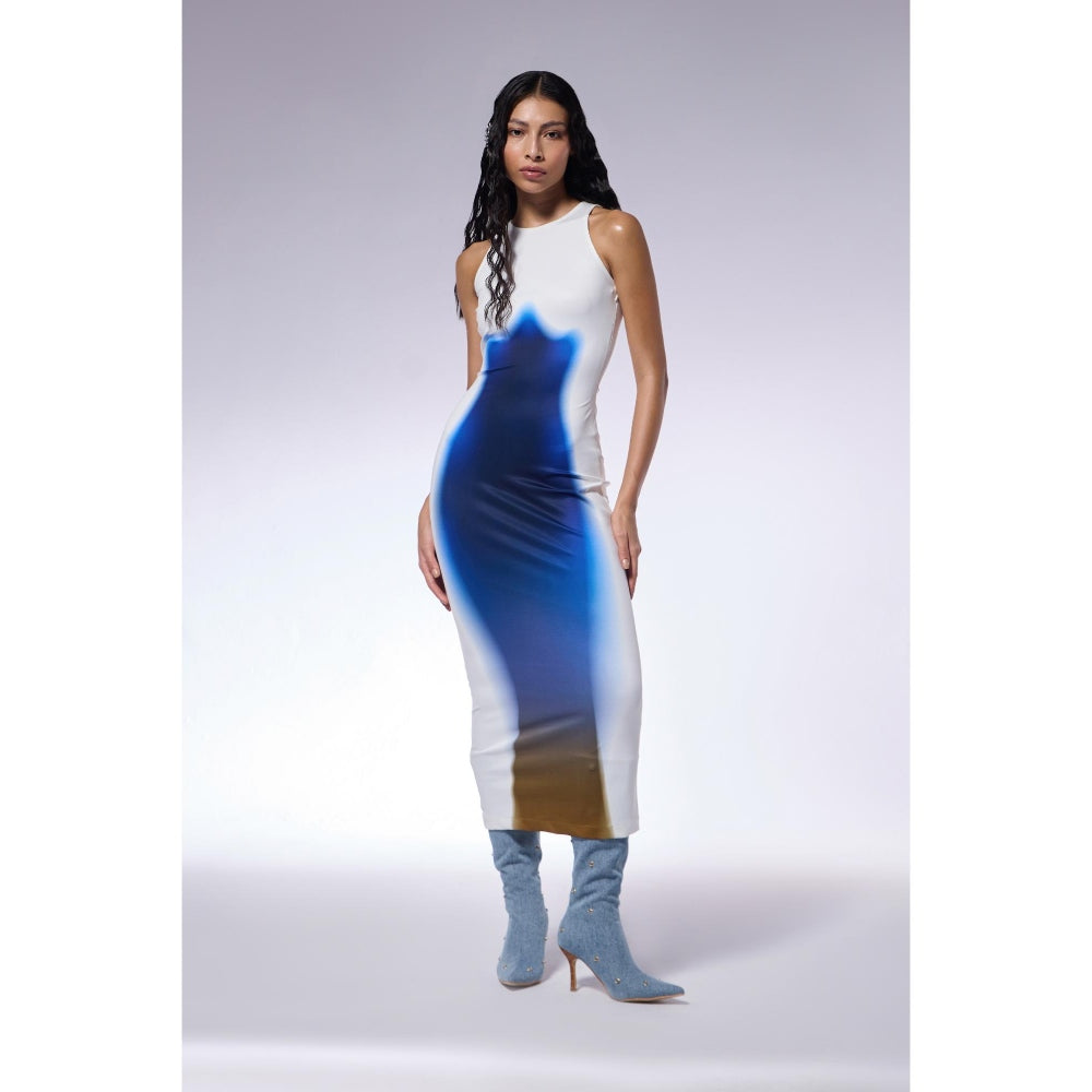 CILVR Gradient Trompe O'Neil Colorblock Maxi Dress