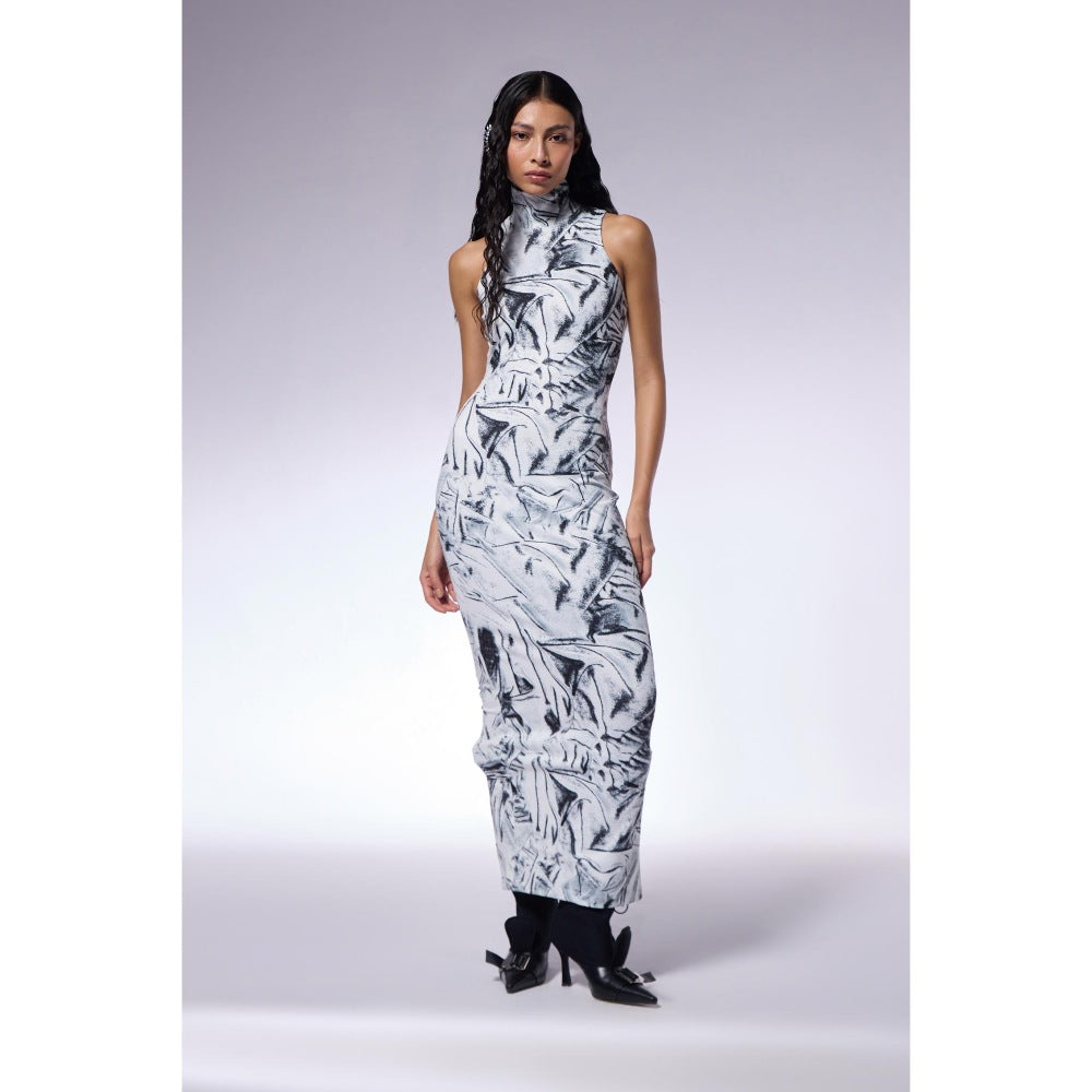 CILVR Crushed Paper Maxi Dress