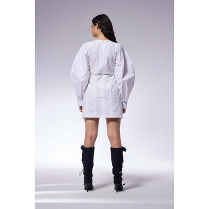 CILVR White Poplin Shirt Dress