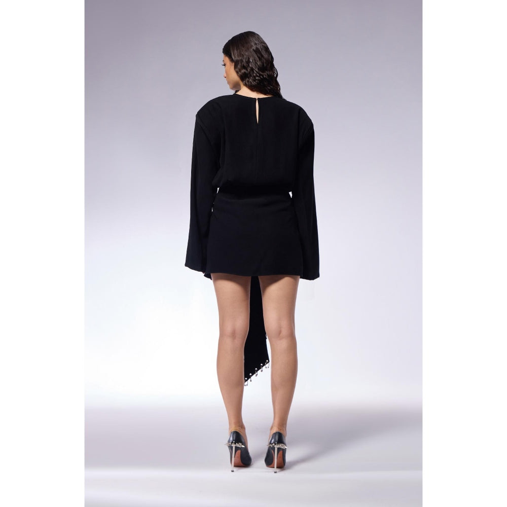 CILVR Midnight Black Solid Top and Skirt (Set of 2)