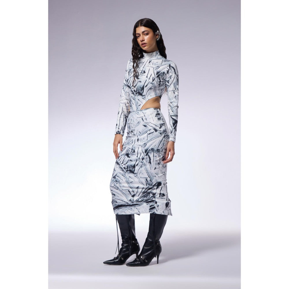 CILVR Crushed Paper Illusion Top and Skirt (Set of 2)