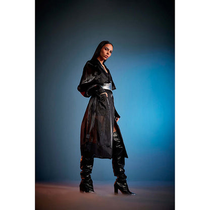 CILVR Black Organza Trench Coat