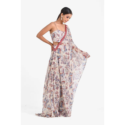 Closet Aura Printed Sharara with Cape & Bustier (Set of 3)