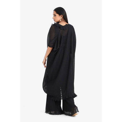 Closet Aura Solid Black Palazzo with Shrug & Bustier (Set of 3)