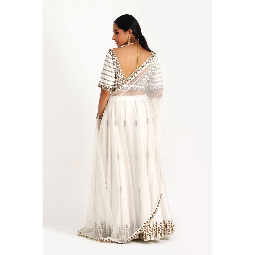 Closet Aura Embellished Lehenga with Blouse & Dupatta (Set of 3)