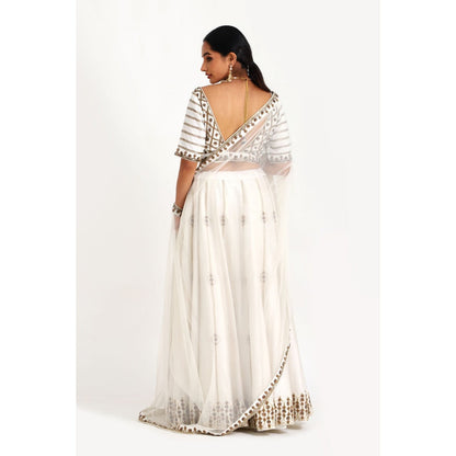 Closet Aura Embellished Lehenga with Blouse & Dupatta (Set of 3)
