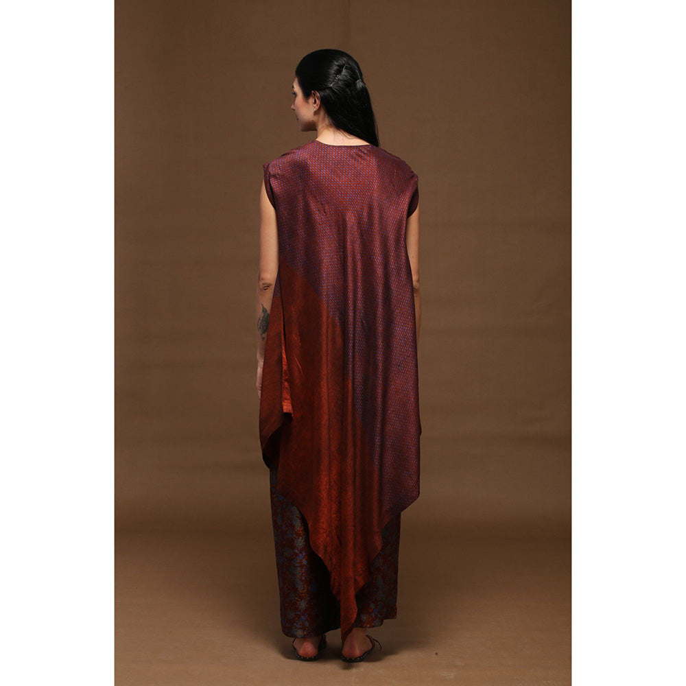 clos Wine Berry Vintage Fall Outfit Kurta with Pant (Set of 2)