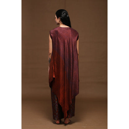 clos Wine Berry Vintage Fall Outfit Kurta with Pant (Set of 2)