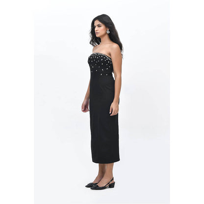 Contemponari Black After Midnight Embellished Dress