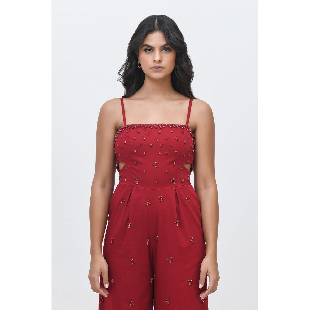 Contemponari Queen Of Hearts Embellished Jumpsuit