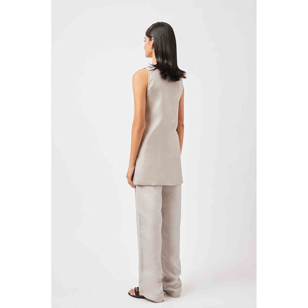 Contemponari Grey Solid Diya Tunic