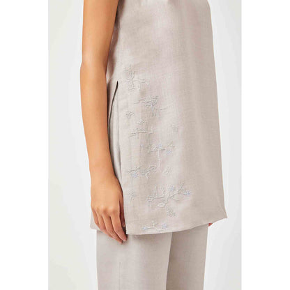 Contemponari Grey Solid Diya Tunic