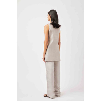 Contemponari Grey Solid Diya Tunic