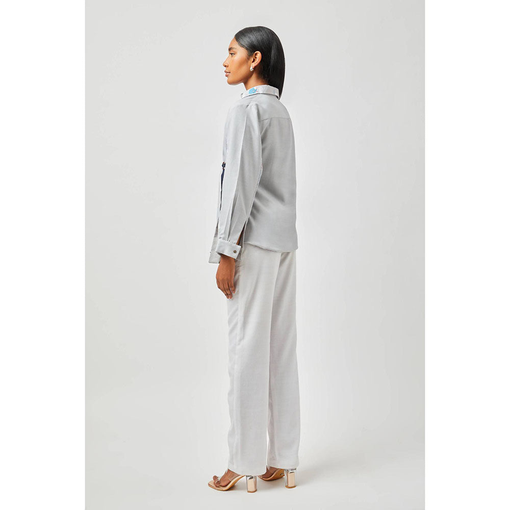 Contemponari Grey Olivia Collar Neck Overshirt