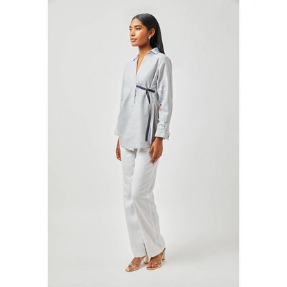 Contemponari Grey Olivia Collar Neck Overshirt
