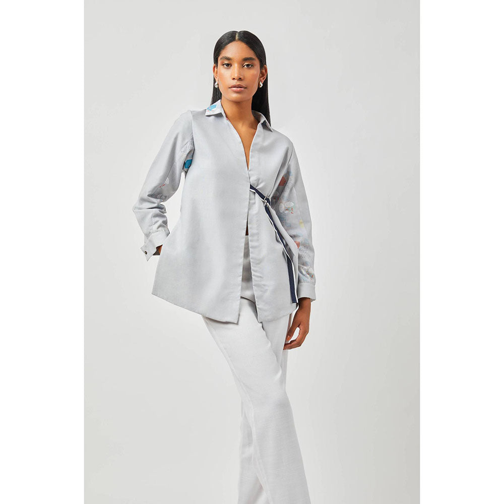 Contemponari Grey Olivia Collar Neck Overshirt