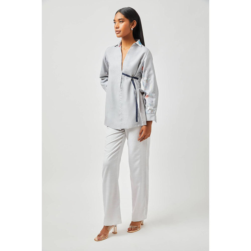 Contemponari Grey Olivia Collar Neck Overshirt