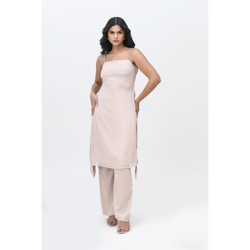Contemponari On The Record Beige Kurta with Pant