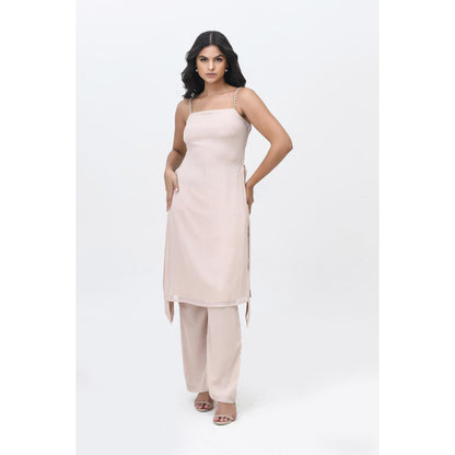 Contemponari On The Record Beige Kurta with Pant