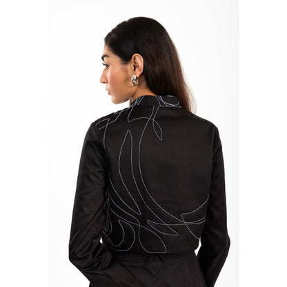 Contemponari Black Verona Embroidered Co-Ord (Set of 2)