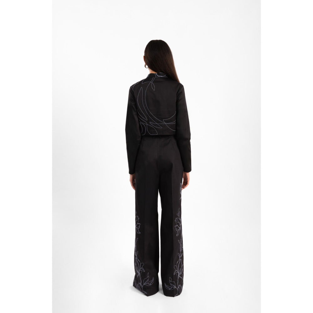 Contemponari Black Verona Embroidered Co-Ord (Set of 2)