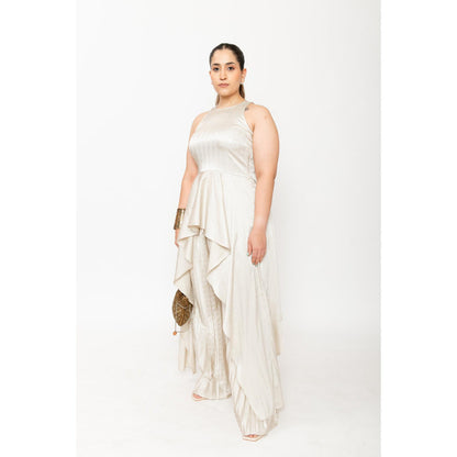 Contemponari Cream Vanilla Dusk Top with Palazzo