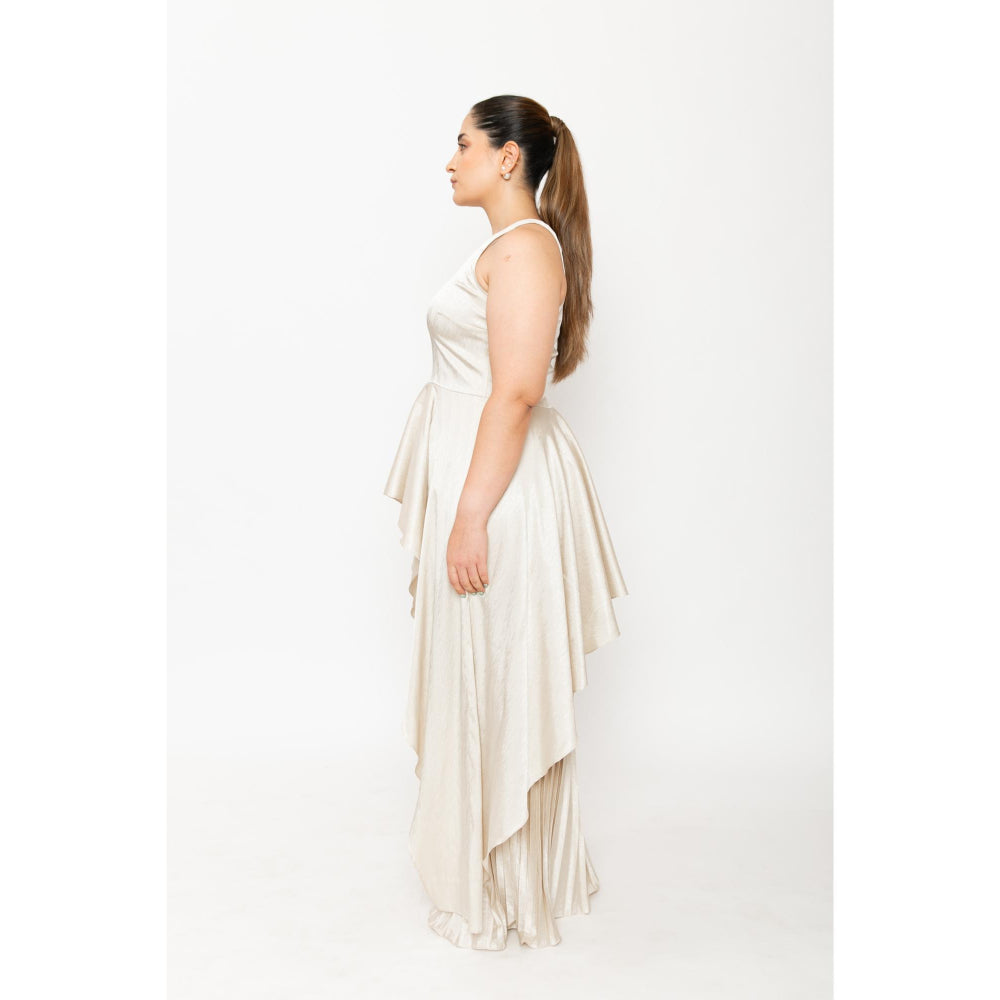 Contemponari Cream Vanilla Dusk Top with Palazzo