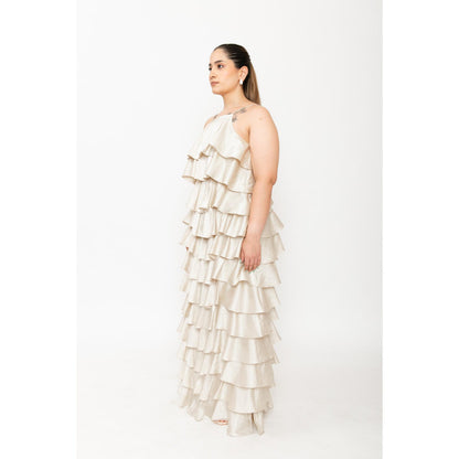 Contemponari Cream Gatsby Maxi Dress