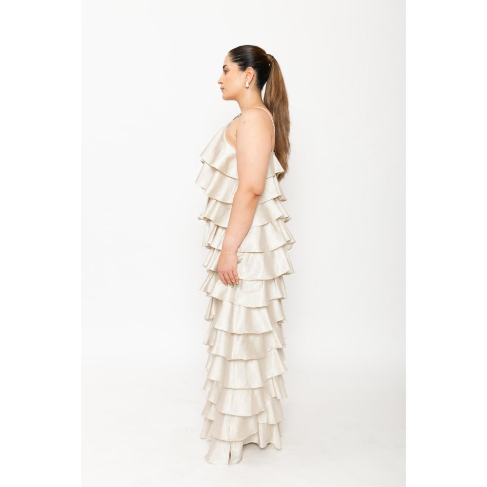 Contemponari Cream Gatsby Maxi Dress