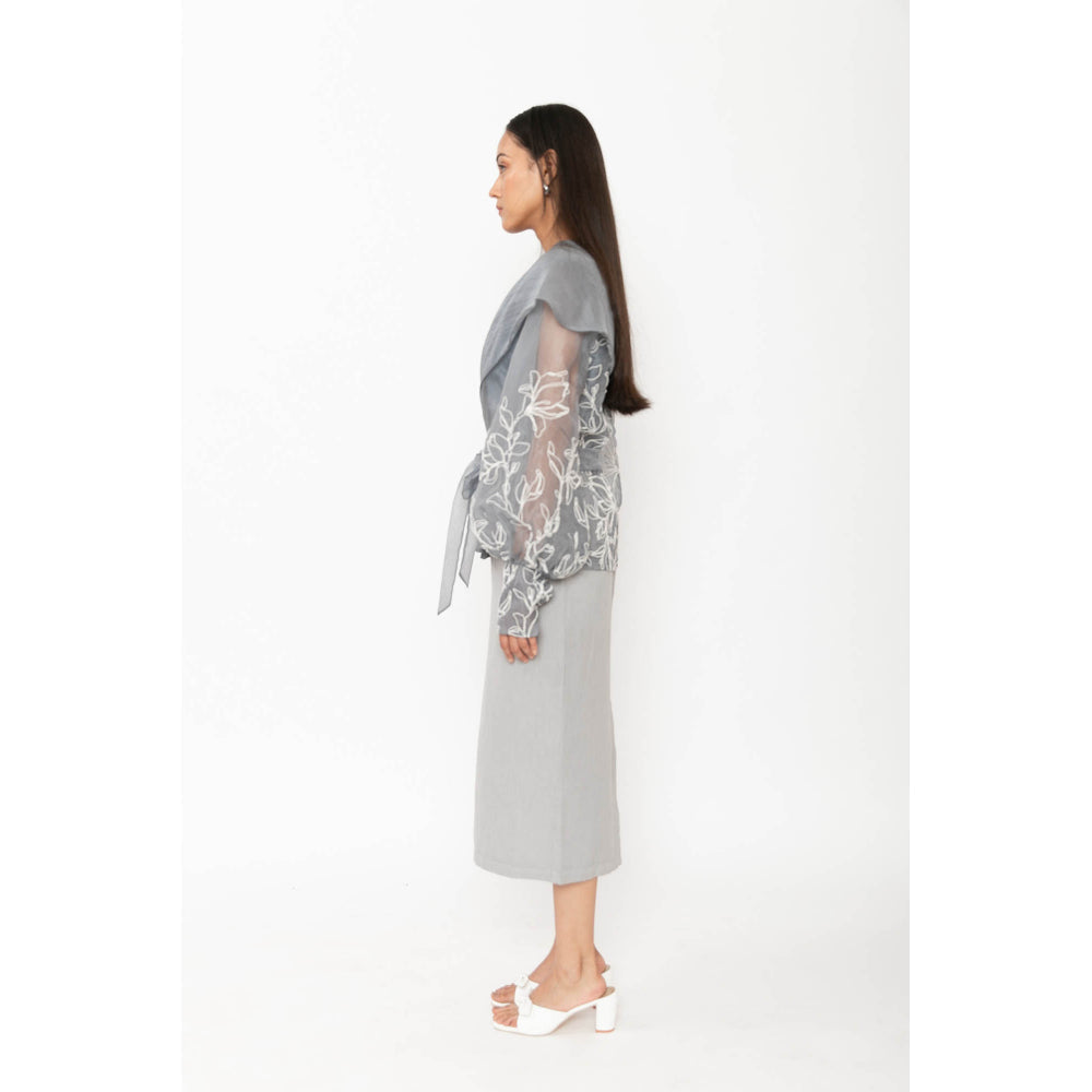 Contemponari Aelora Top with Belt - Grey