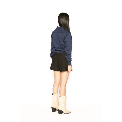 Contemponari Navy Blue Solid Full Sleeves Nestor Top