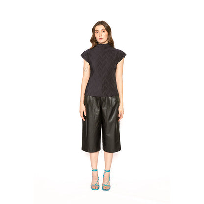 Contemponari Navy Blue Textured Orion Top