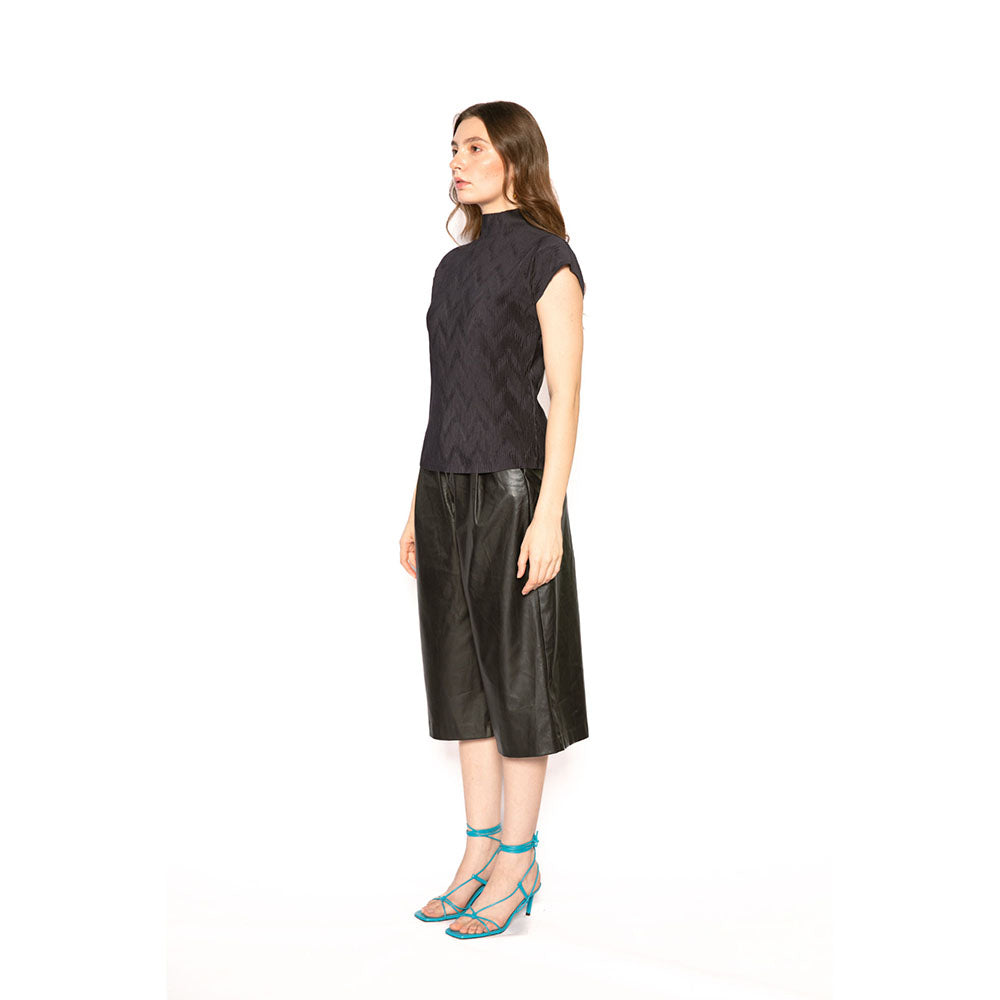 Contemponari Navy Blue Textured Orion Top