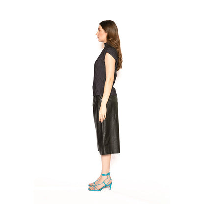 Contemponari Navy Blue Textured Orion Top