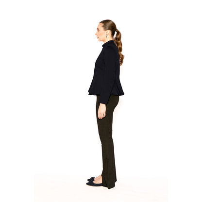 Contemponari Navy Blue Solid Full Sleeves Trojan Top