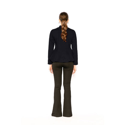 Contemponari Navy Blue Solid Full Sleeves Trojan Top