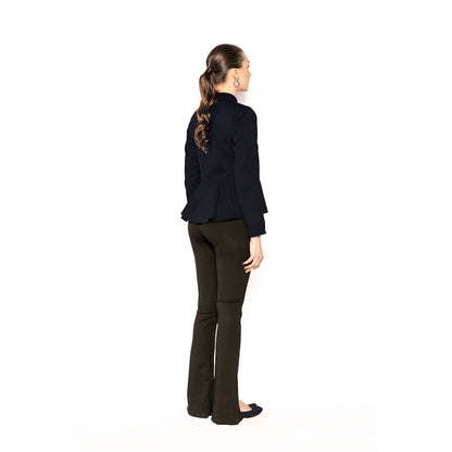 Contemponari Navy Blue Solid Full Sleeves Trojan Top