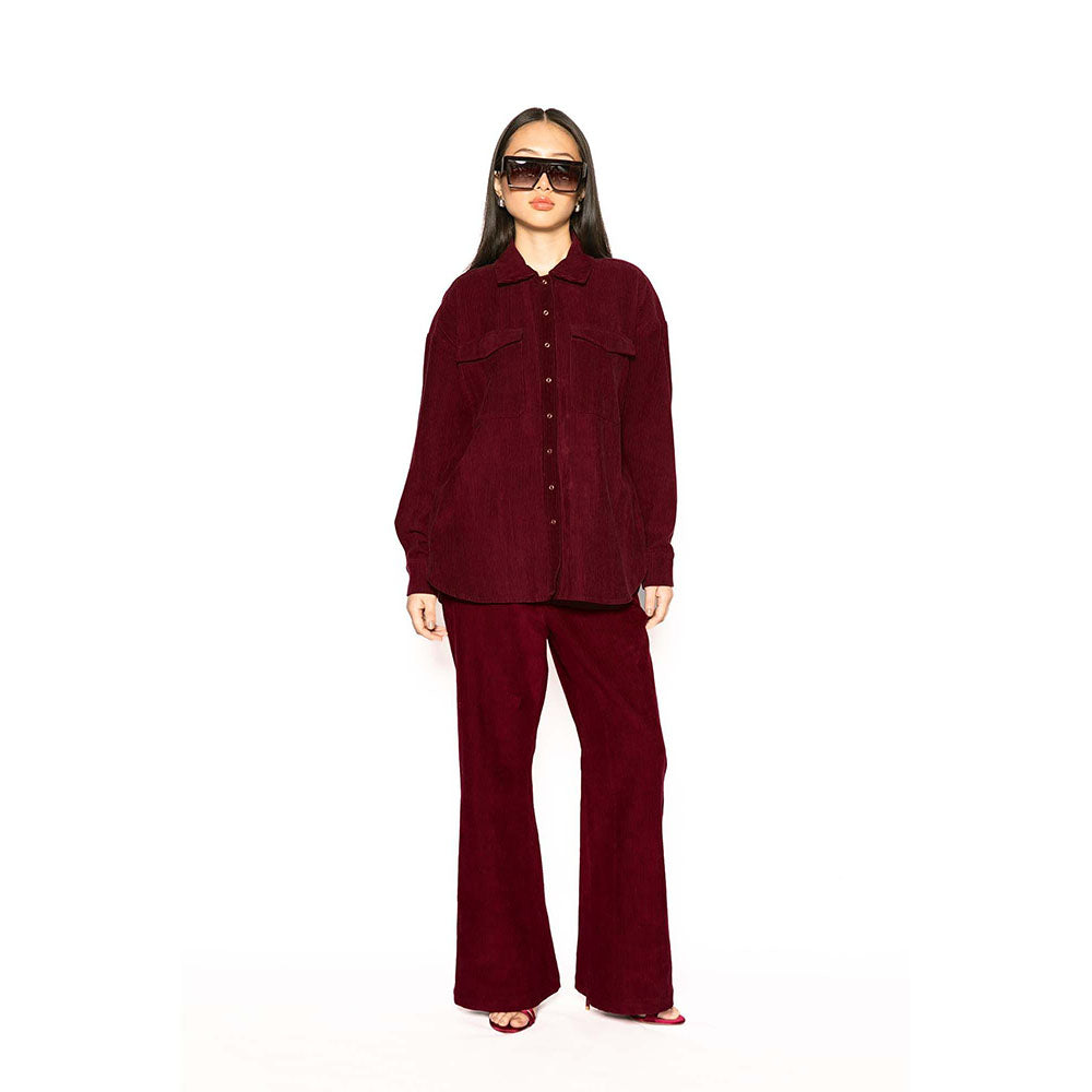 Contemponari Wine Troy Solid Pant