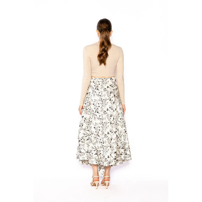 Contemponari Women Lycra Printed White Skirt