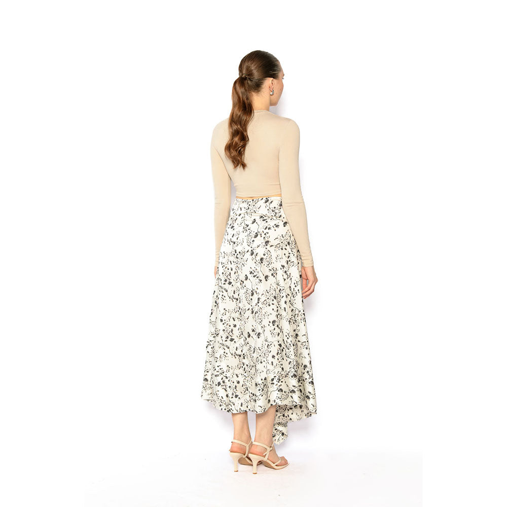 Contemponari Women Lycra Printed White Skirt