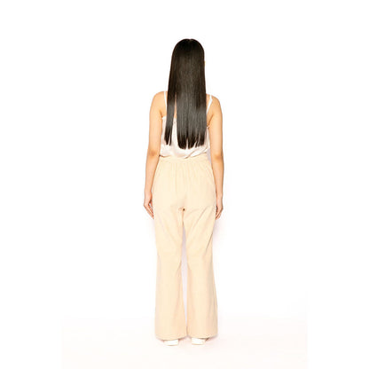 Contemponari Women Corduroy Solid Beige Pant