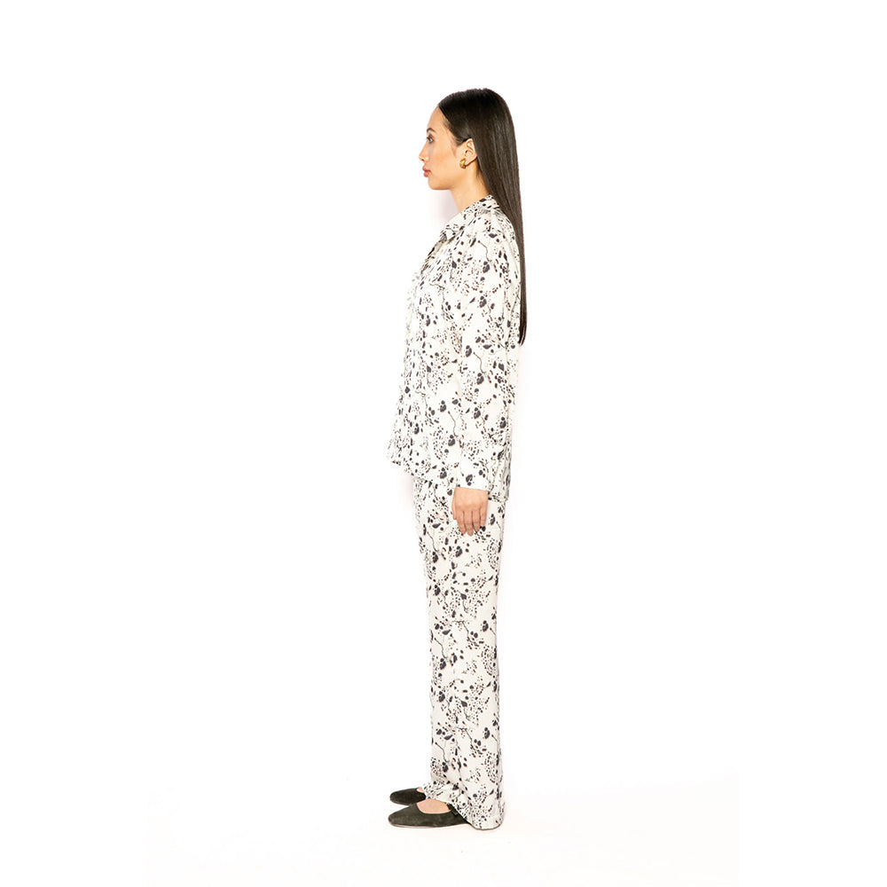 Contemponari Women Lycra Printed White Co-Ord Set