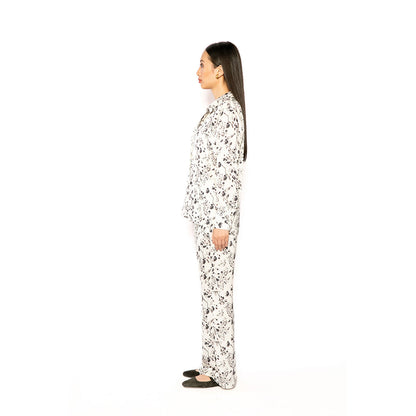 Contemponari Women Lycra Printed White Co-Ord Set