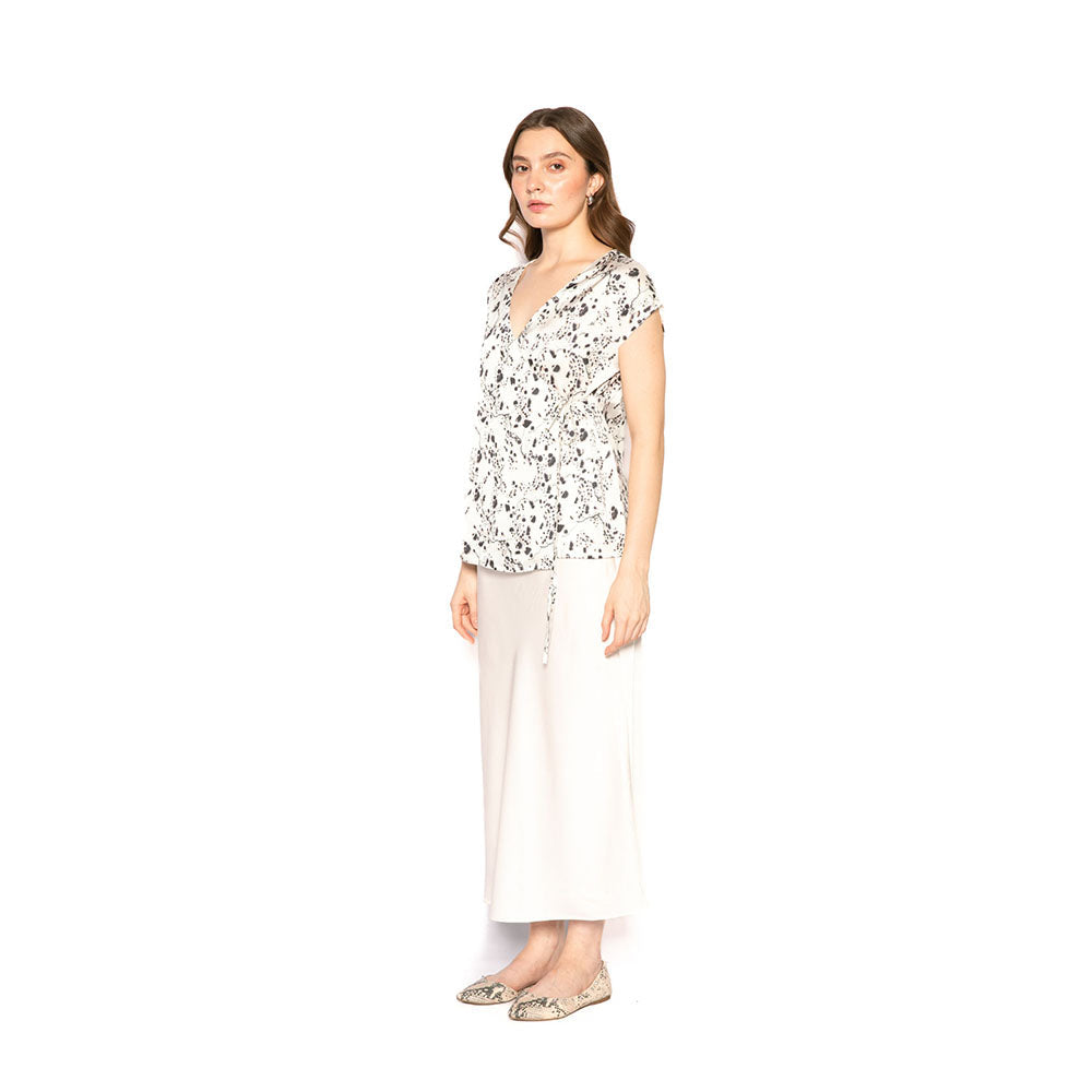 Contemponari Women Lycra Printed White Top
