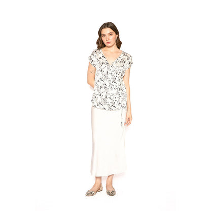 Contemponari Women Lycra Printed White Top