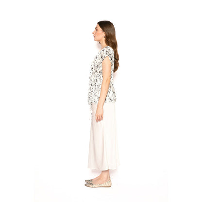 Contemponari Women Lycra Printed White Top